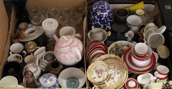 19C Meissen floral-encrusted bowl, Coalport shell dish, Staff floral mug, Copenhagen rabbits & sundry ceramics